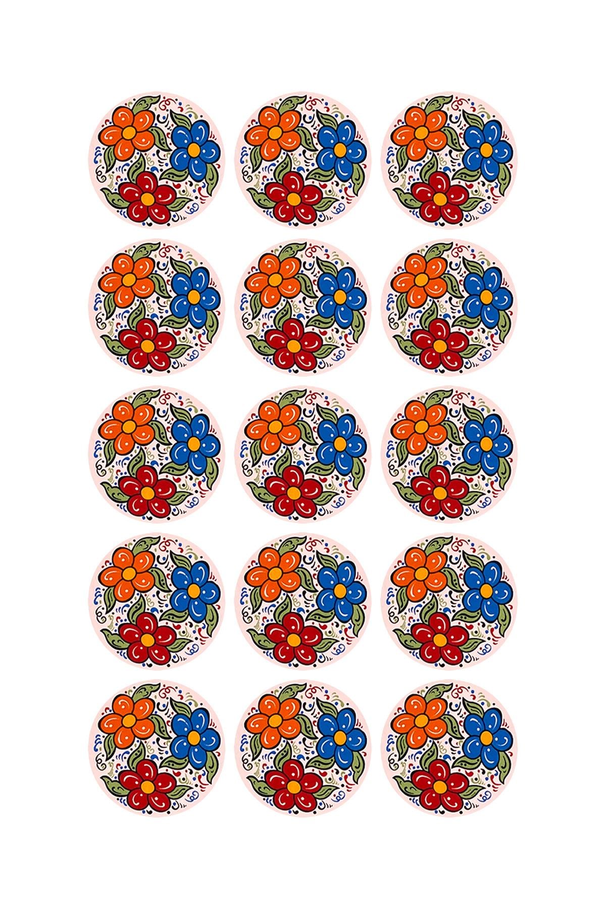 E196-2 Çini Desenli Sır Altı Dekal 6 cm