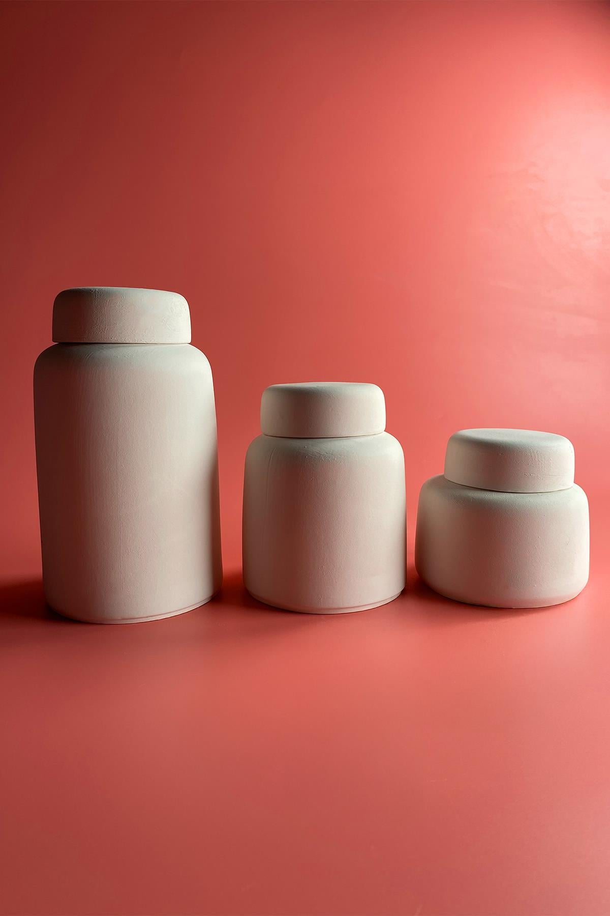 Set de Bocaux avec Couvercles en Biscuit Céramique