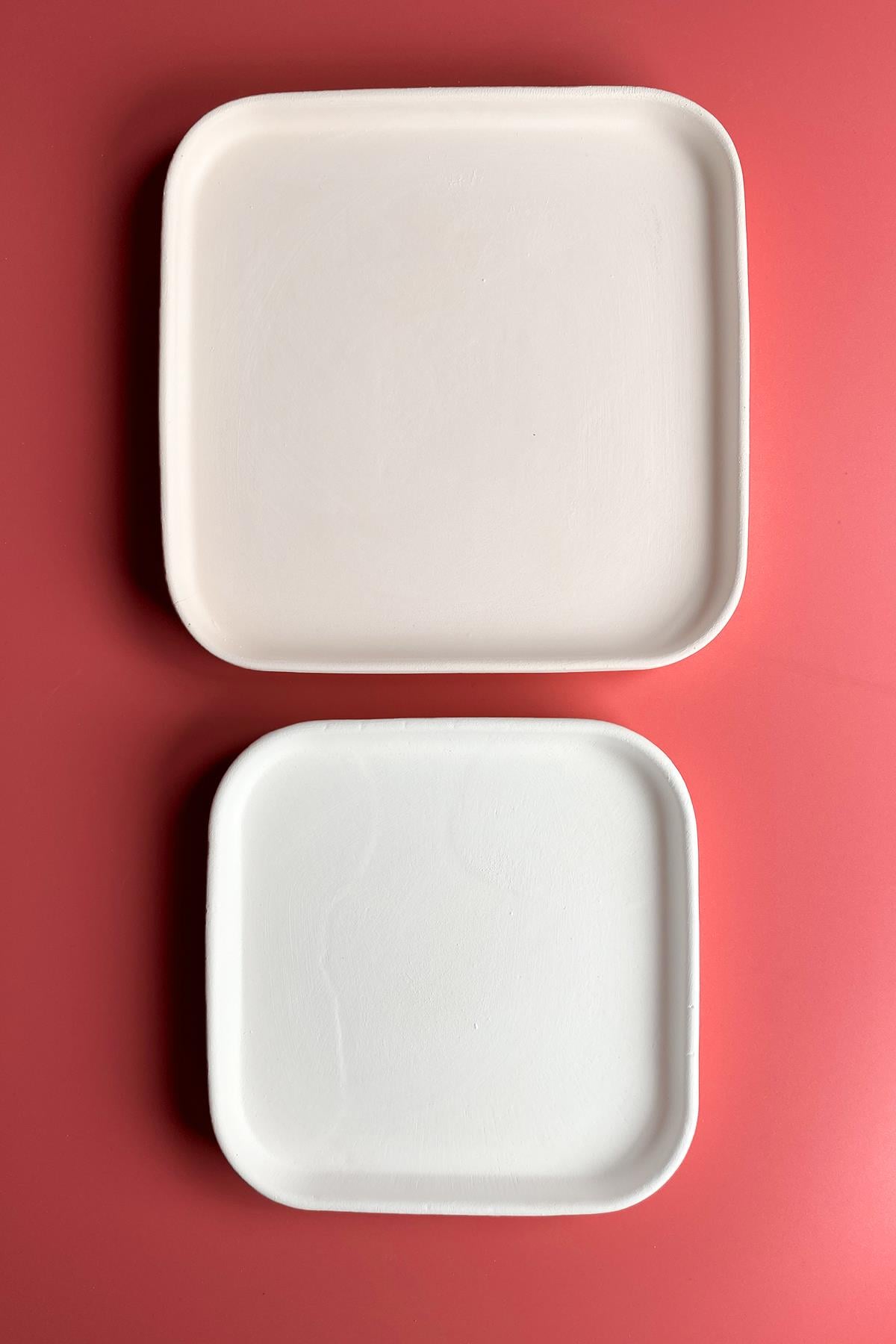Square Oval Edge Plate - Ceramic Bisque