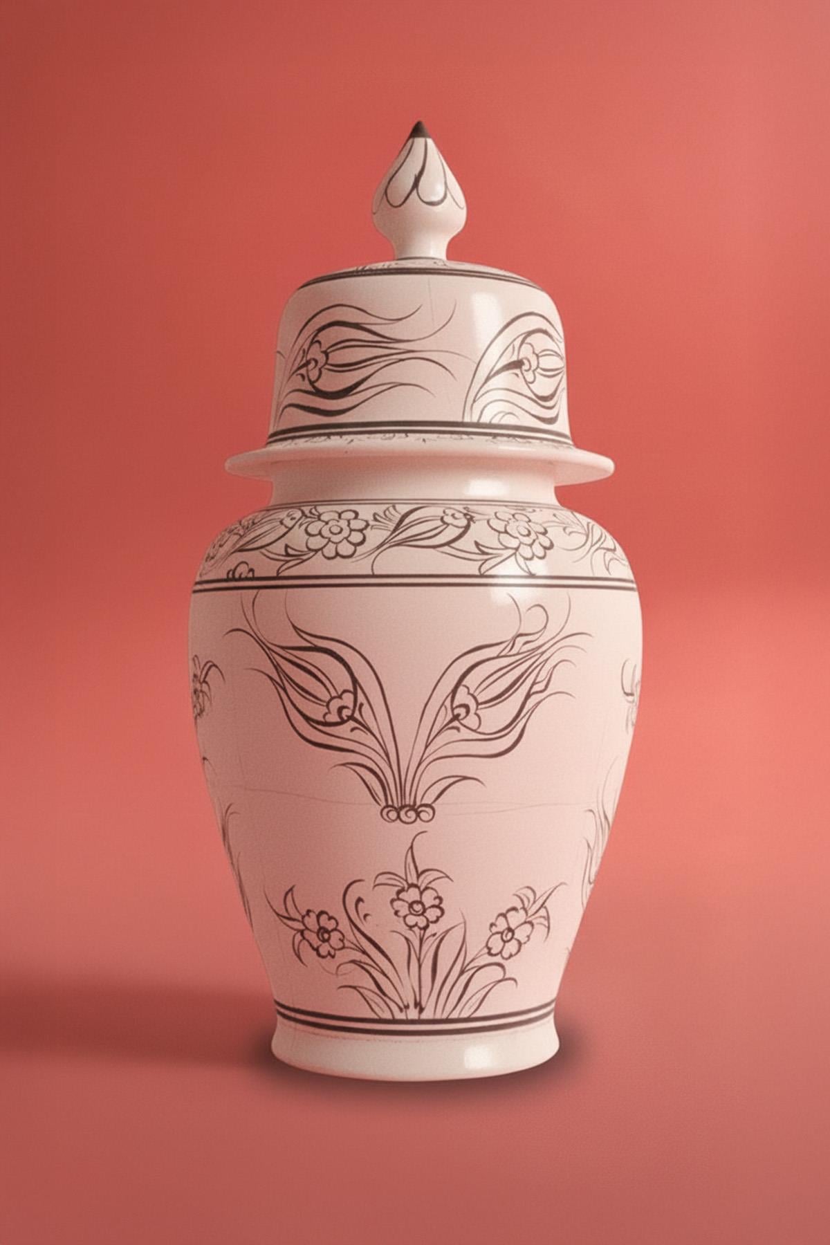 Shah Jar Ornamented Ceramic Bisque