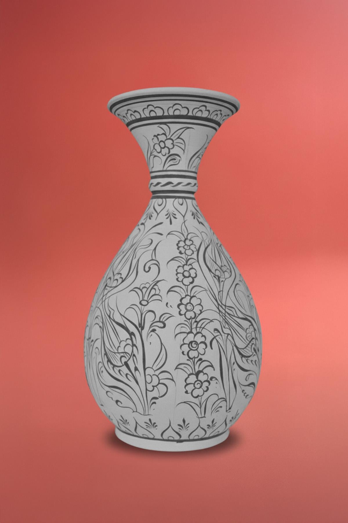 Sümbül Vazo - Kontürlü Desenli