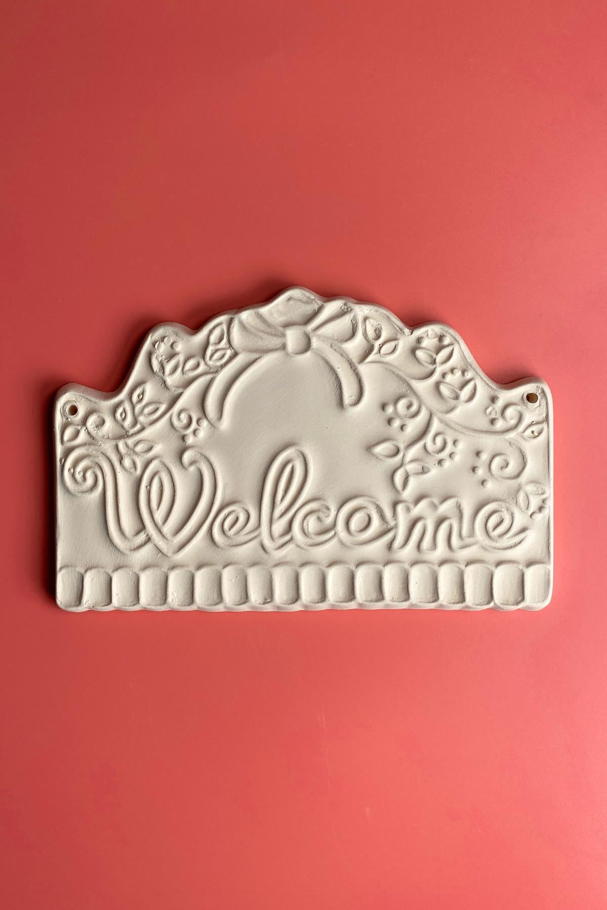 Plaque Décorative Welcome en Biscuit Céramique