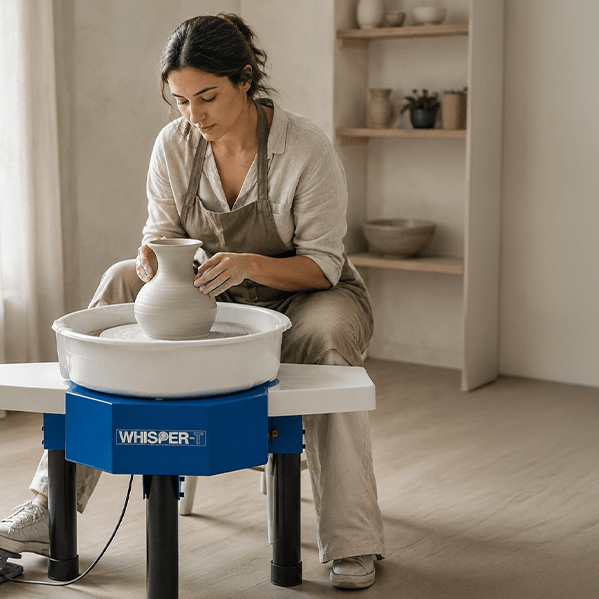 Nidec Shimpo Whisper-T pottery wheel in use