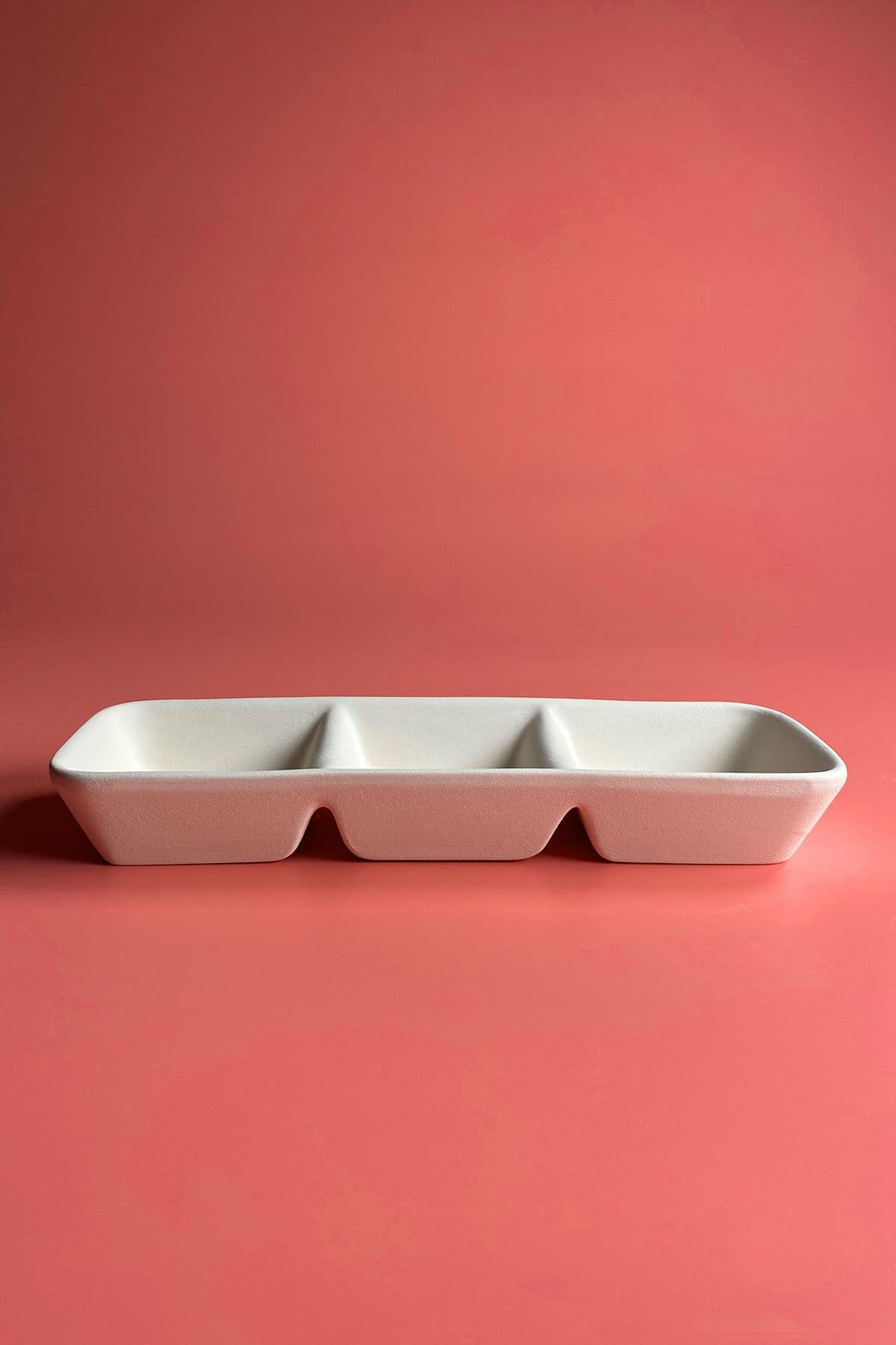3 Section Mars Appetizers Ceramic Bisque