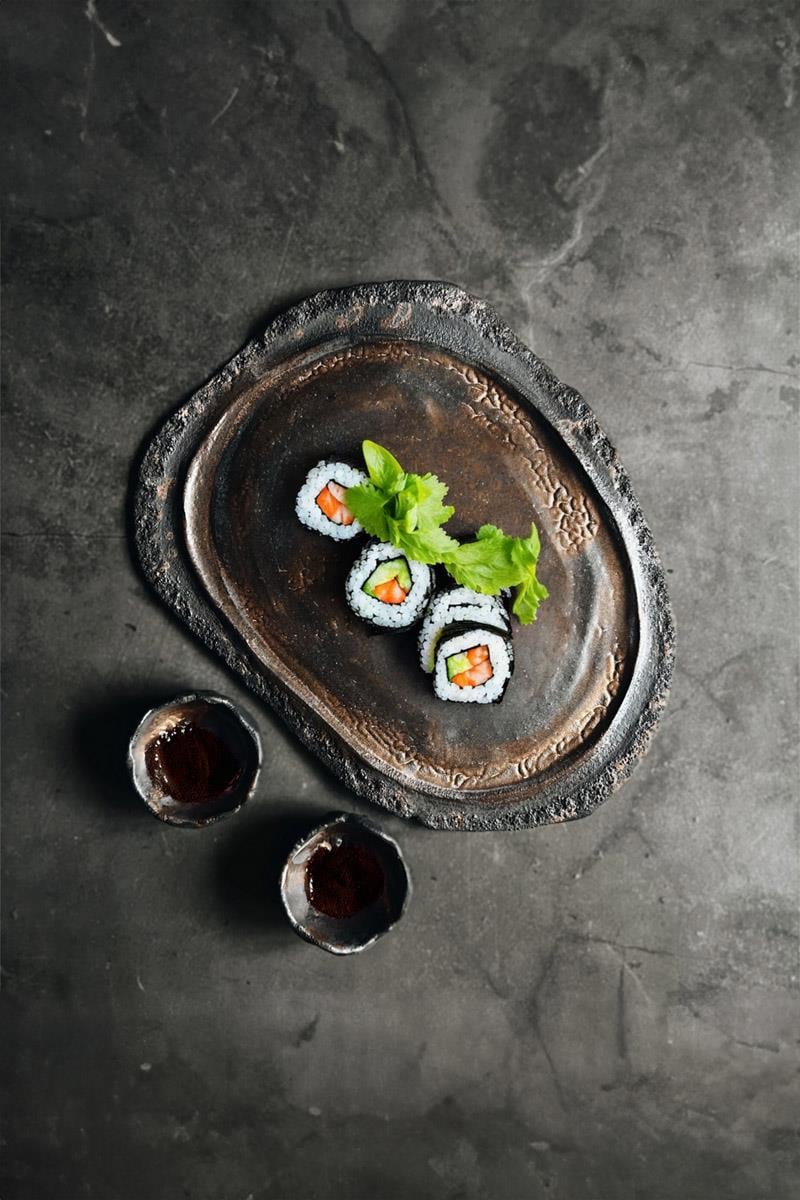 Bronzie Sunum El Yapımı Stoneware Seramik Sushi Peynir 3'Lü Tabak Takımı