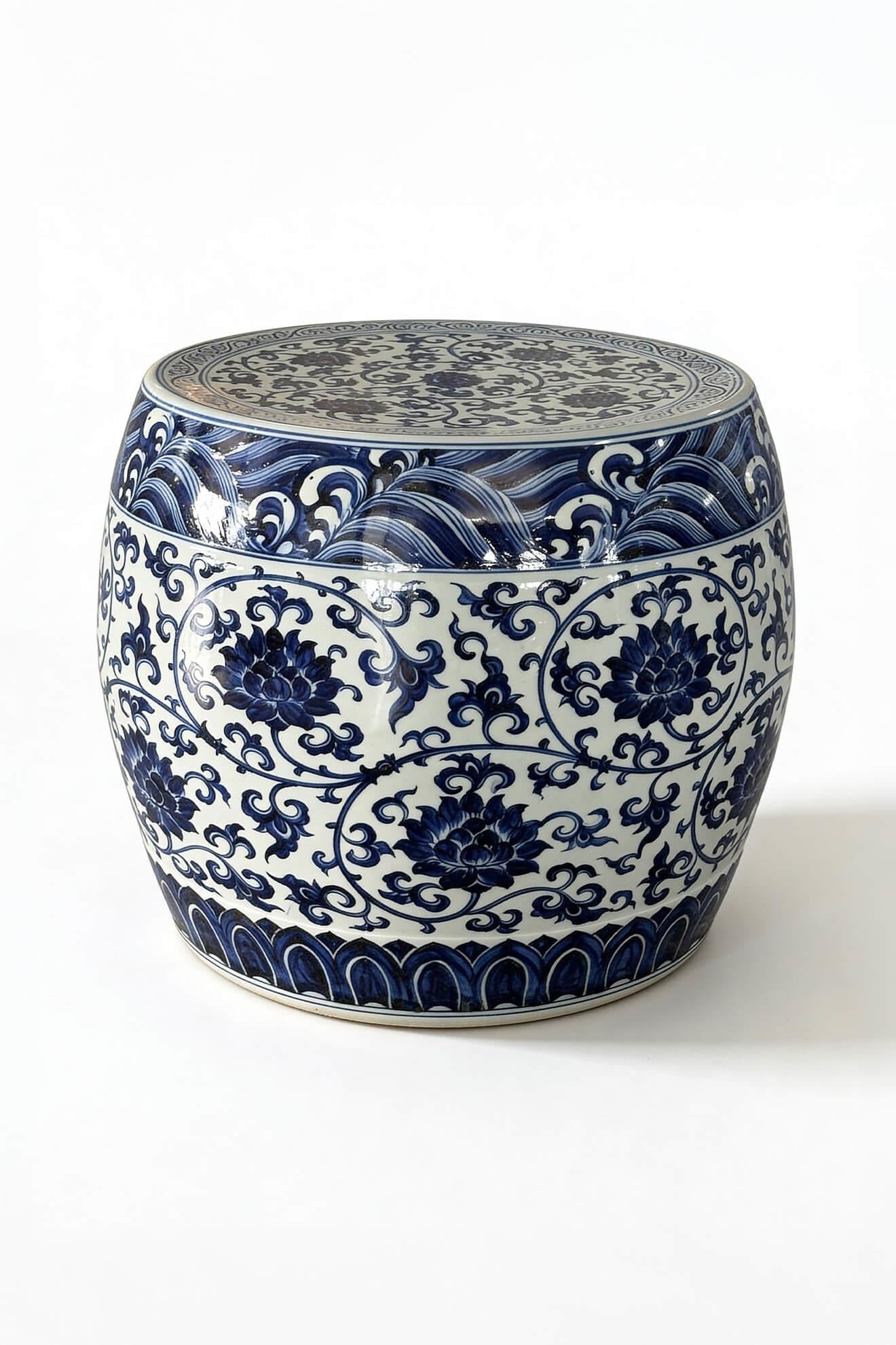 Chinoiserie Dokaratif Porselen Tabure