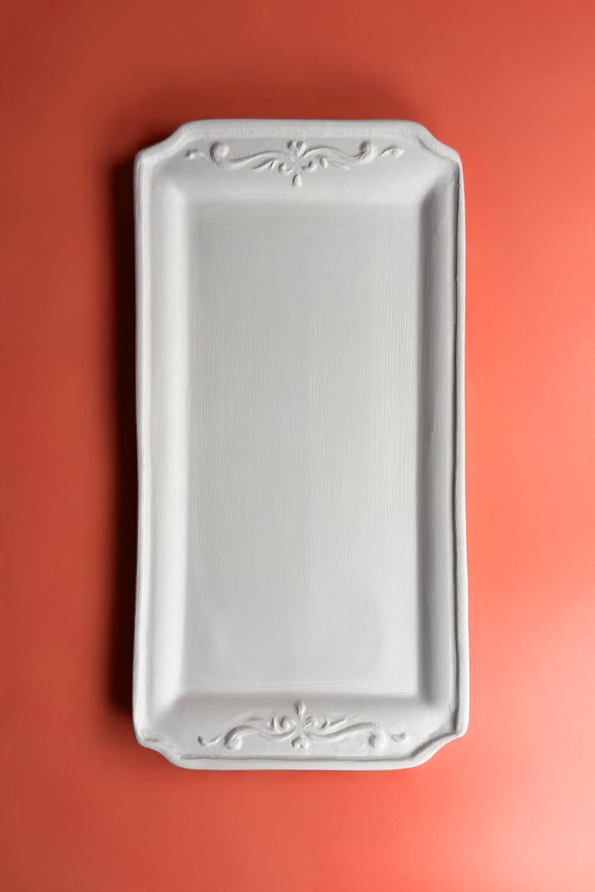 Çiçekli Tepsi Seramik Bisküvi