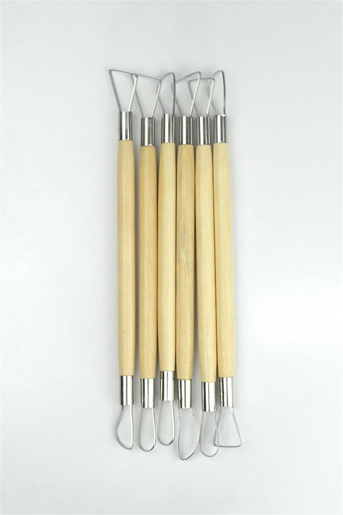 Ceramic Sraping Set Wooden Handle 6 Pieces