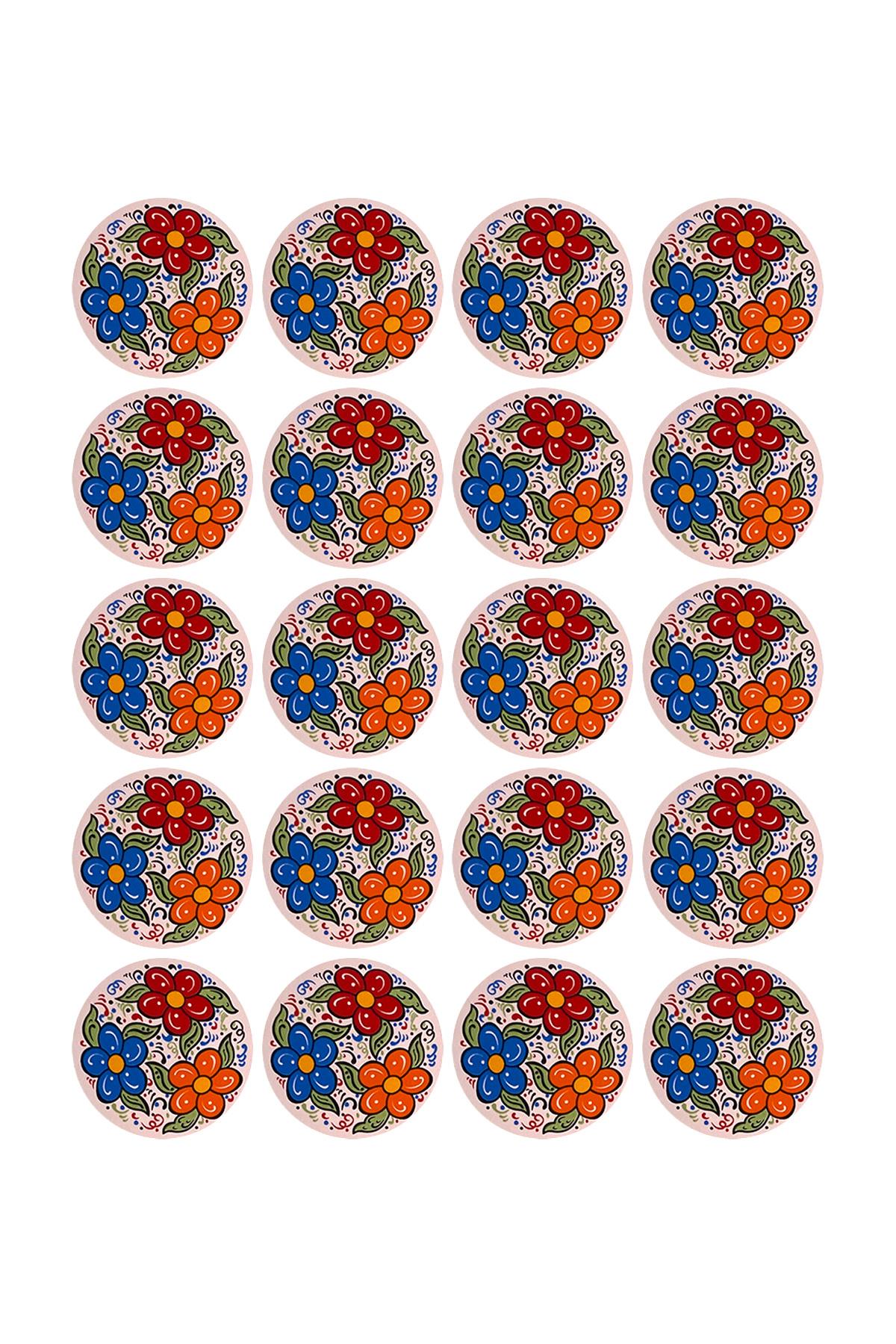 E196-1 Çini Desenli Sır Altı Dekal 6 cm