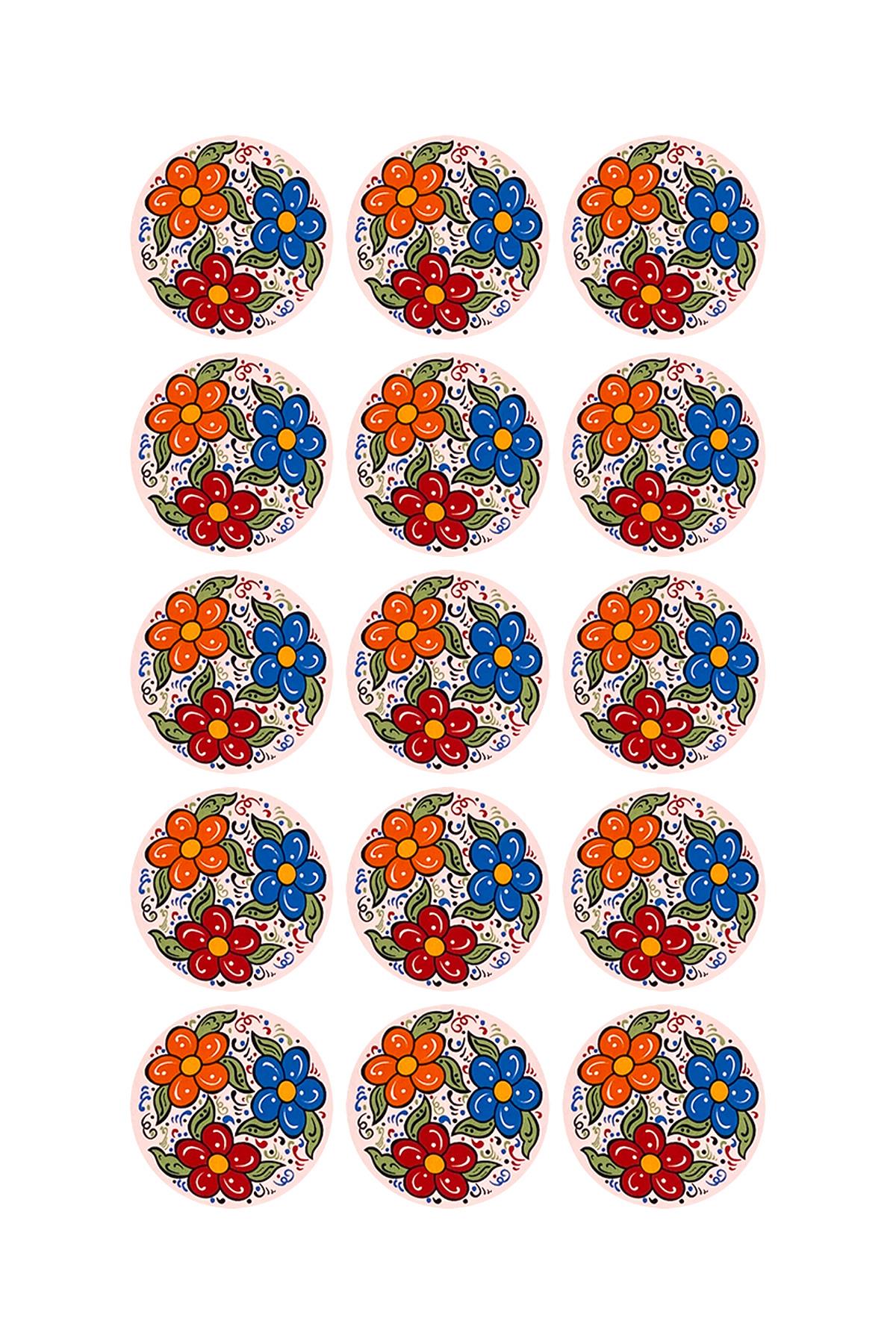 E196-2 Çini Desenli Sır Altı Dekal 6 cm