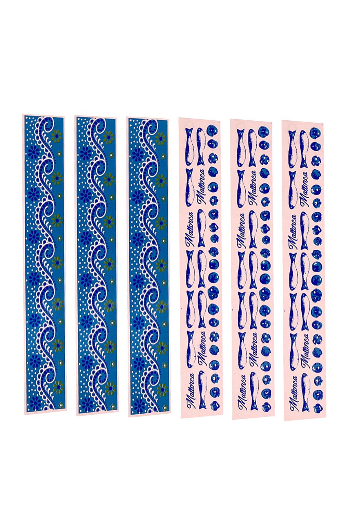 E344-4 Çini Desenli Sır Altı Dekal 3x23 cm