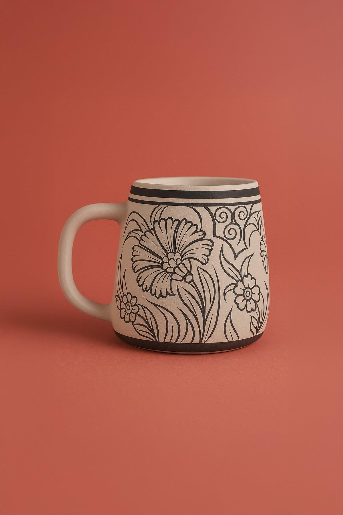Eren Mug Ornamented Ceramic Bisque