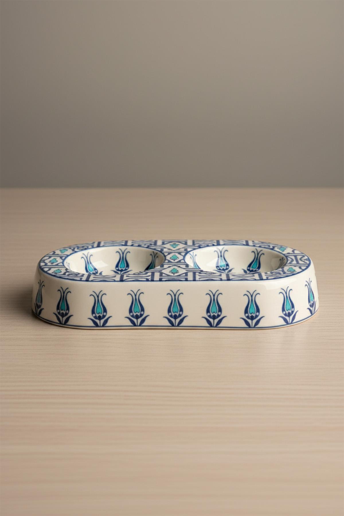 İkili Mama Kabı Seramik Bisküvi - Ceramingo