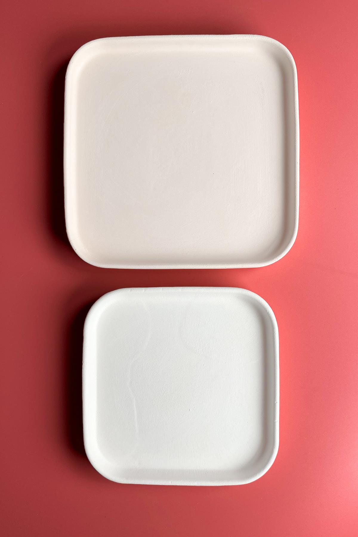 Square Oval Edge Plate - Ceramic Bisque