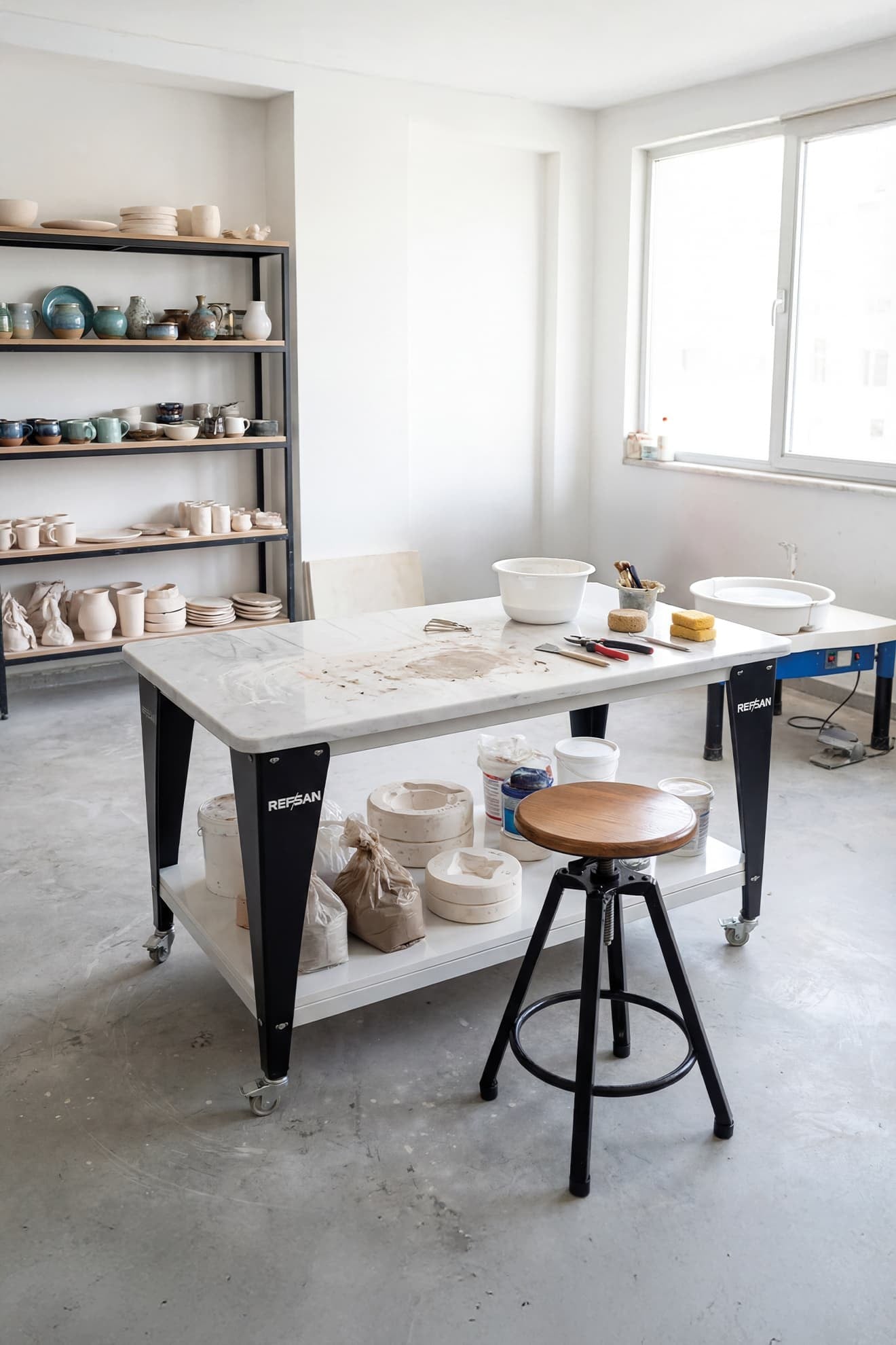 Marble Table With Shelf