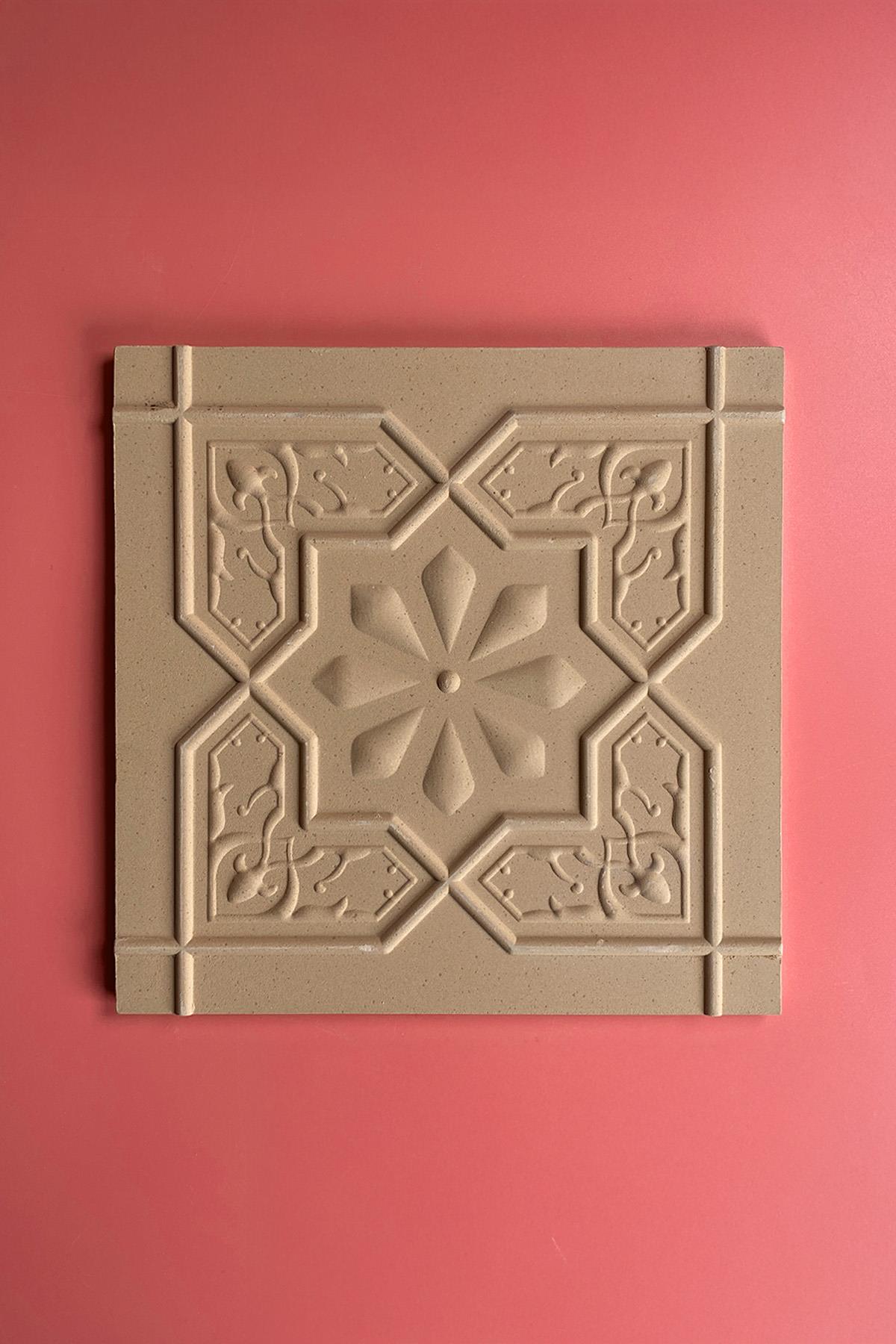 Patterned Tile 20x20cm Ceramic Bisque