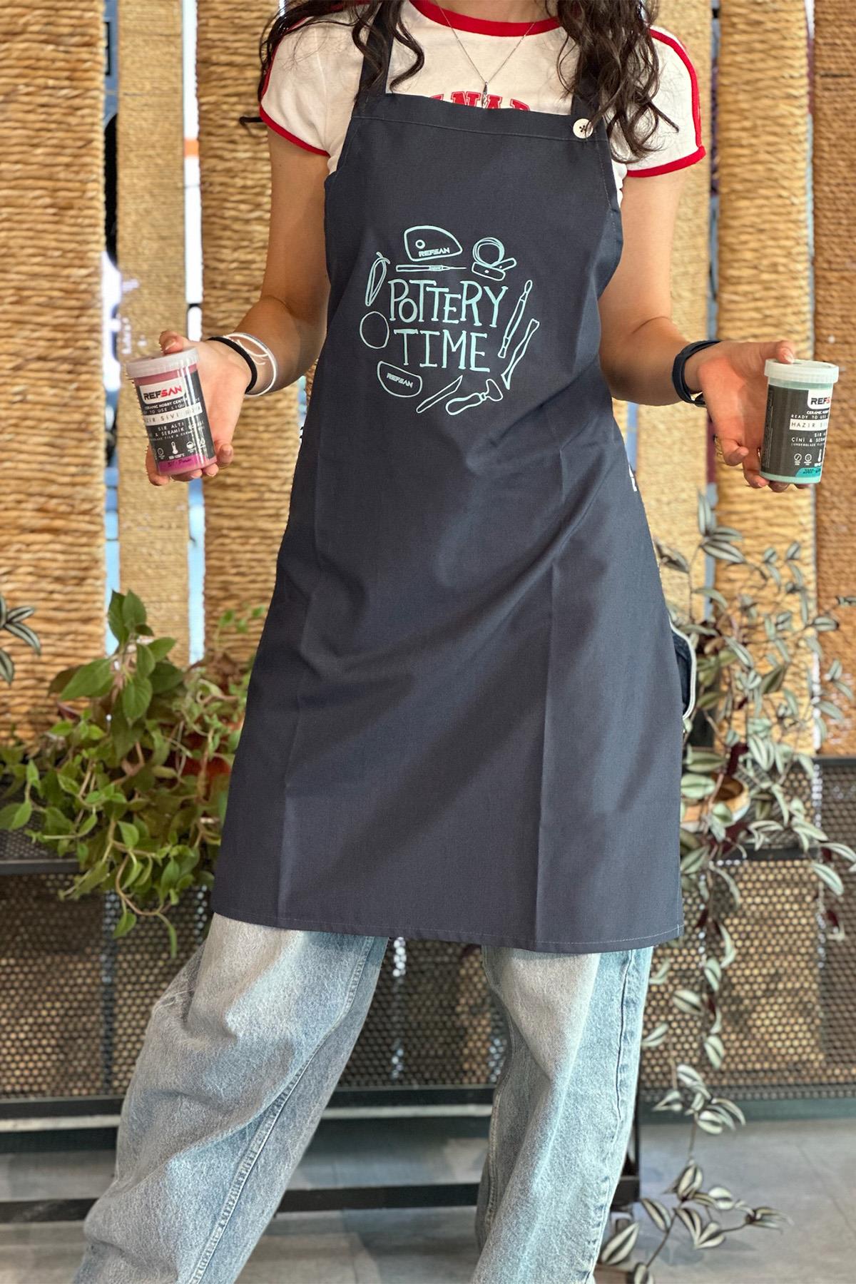 Красочный стильный фартук для мастерской - Pottery Time