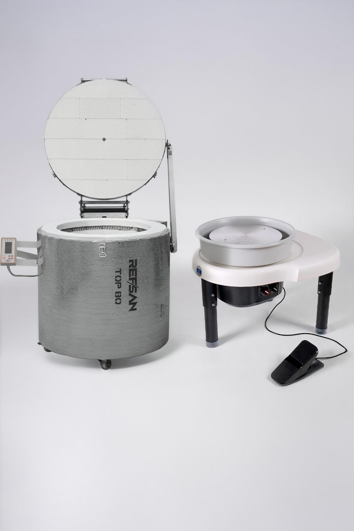 Top 80 1320°C Üstten Kapaklı Fırın + BTH Sirius Çömlekçi Tornası Fırsat Paketi