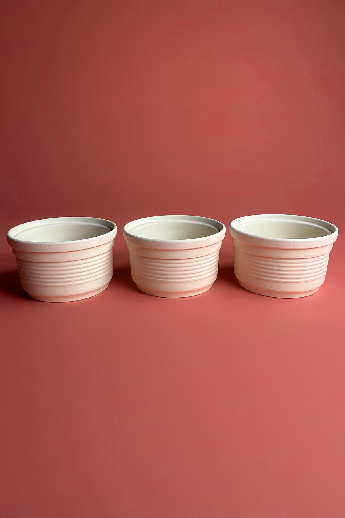 Triple Souffle Bowl Ceramic Bisque