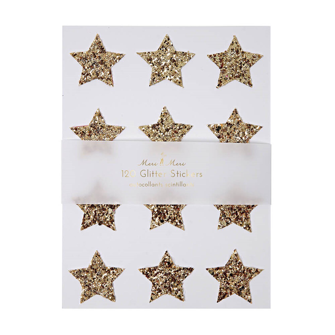 Meri Meri - Gold Glitter Stars Sticker Sheets - Altın Parıltılı Yıldız Çıkartma