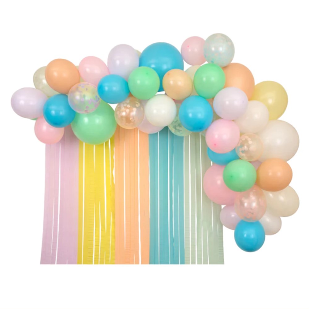Meri Meri - Pastel Balloon & Streamer Garland - Pastel Balonlar & Renkli Şeritler - 50 balon Balonlar