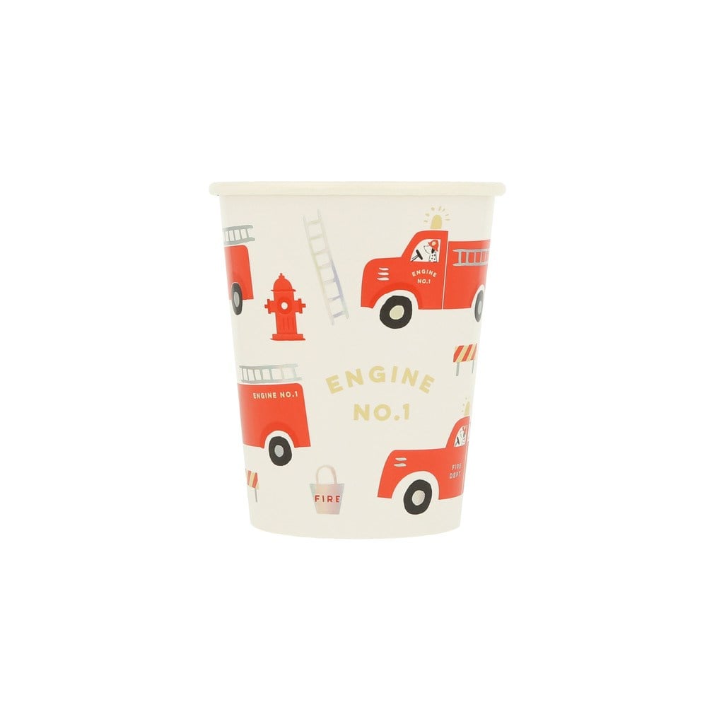Meri Meri - Fire Truck Cups - İtfaiye Bardaklar - 8'li Bardaklar