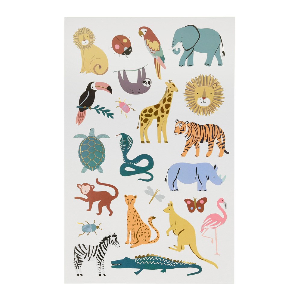 Meri Meri - Wild Animals Tattoo Sheet - Vahşi Hayvanlar Geçici Dövmeleri - 2'li Geçici Dövmeler / Tattoos