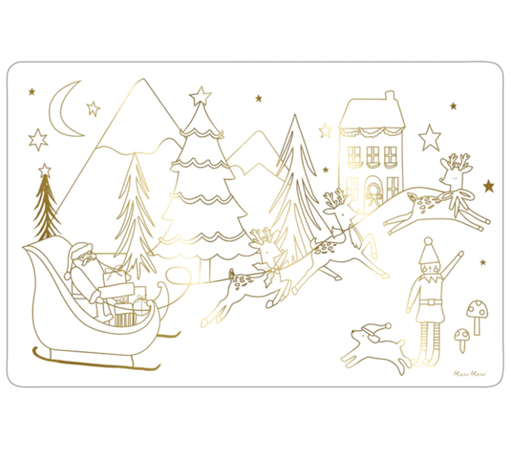 Meri Meri - Christmas Colouring Placemats - Yeni Yıl Boyanabilir Amerikan Servisi Gizden Gelenler