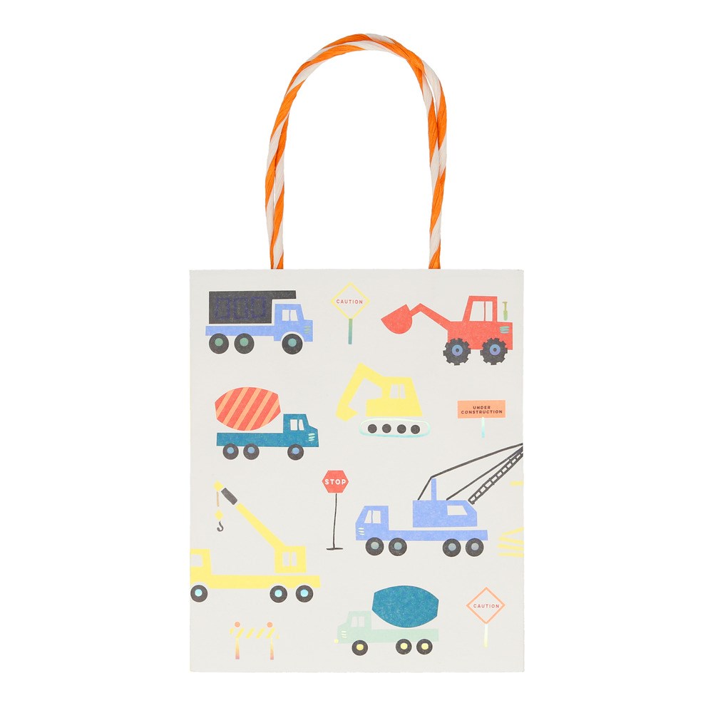 Meri Meri - Construction Party Bag - İnşaat Parti Çantaları - 8'li Hediye Çantaları
