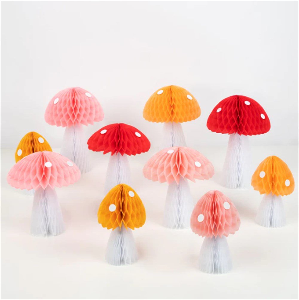 Meri Meri - Honeycomb Toadstool Decorations - Petek Mantar Dekorlar - 10lu Masa Süsü