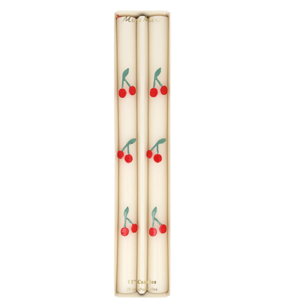 Meri MeriMeri Meri - Cherry Table Candles - Kiraz Desenli Şamdan Mumu - 2 Adet282471