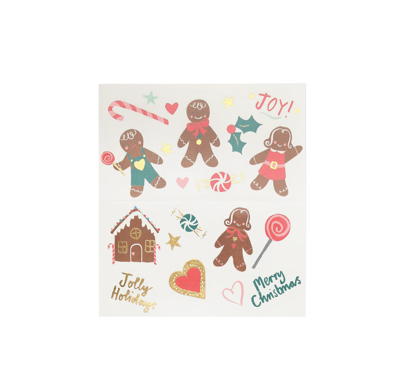Meri MeriMeri Meri - Gingerbread Temporary Tattoos - Zencefilli Kurabiye Geçici Dövme280545