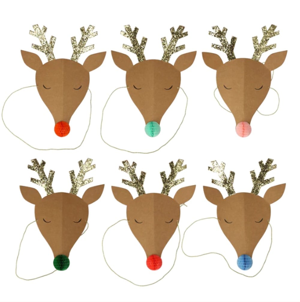 Meri Meri - Reindeer Party Hats - Ren Geyikleri Parti Şapkaları - 6lı Parti Şapkaları