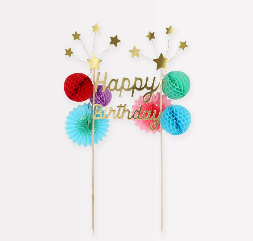 Meri Meri - Happy Birthday Cake Topper - Happy Birthday Pasta Süsü Pasta Süsleri