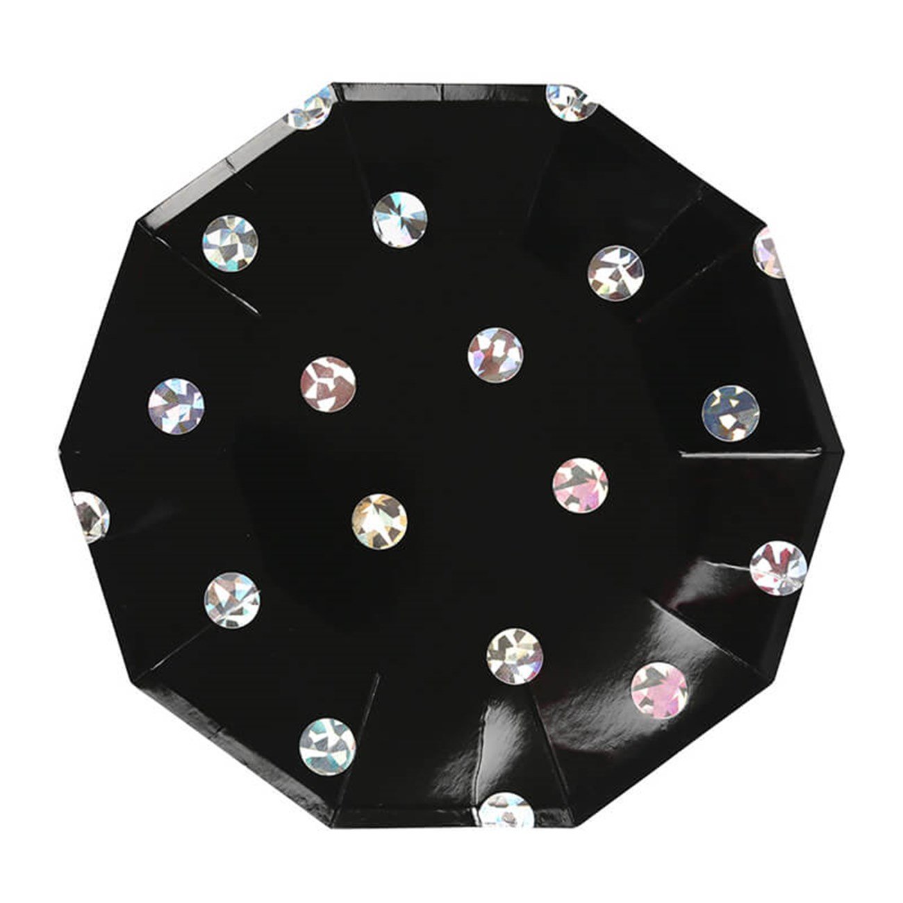 Meri Meri - Parıltılı Nokta Tabak - Siyah - L