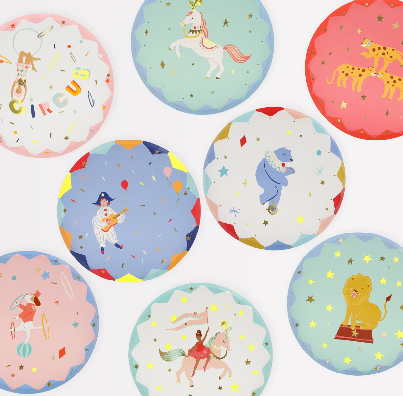 Meri Meri - Circus Side Plates - Sirk Tabaklar (M) (x8) Tabaklar