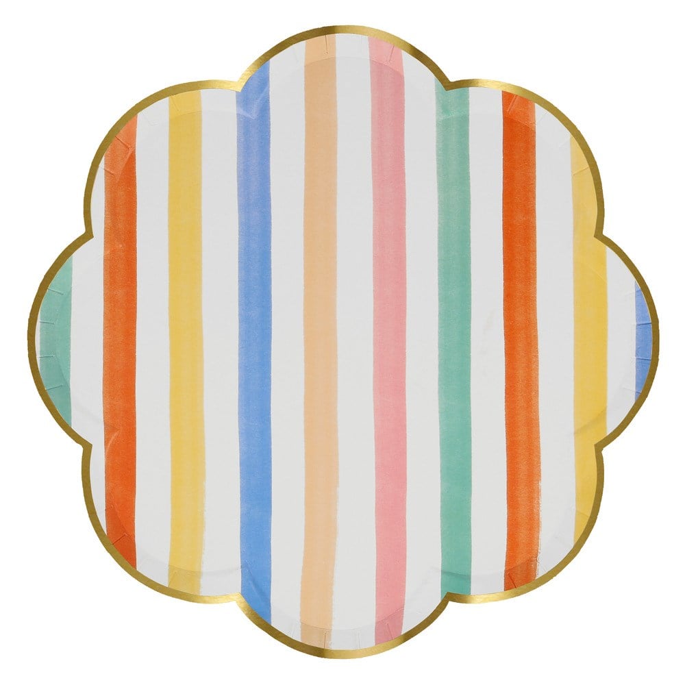 Meri Meri - Colourful Pattern Dinner Plates - Renkli Desenler Tabaklar - L - 8'li Tabaklar