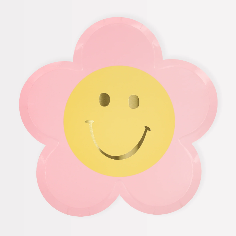 Meri Meri - Happy Face Flower Plates - Mutlu Yüz Çiçek Tabaklar (x8) Tabaklar