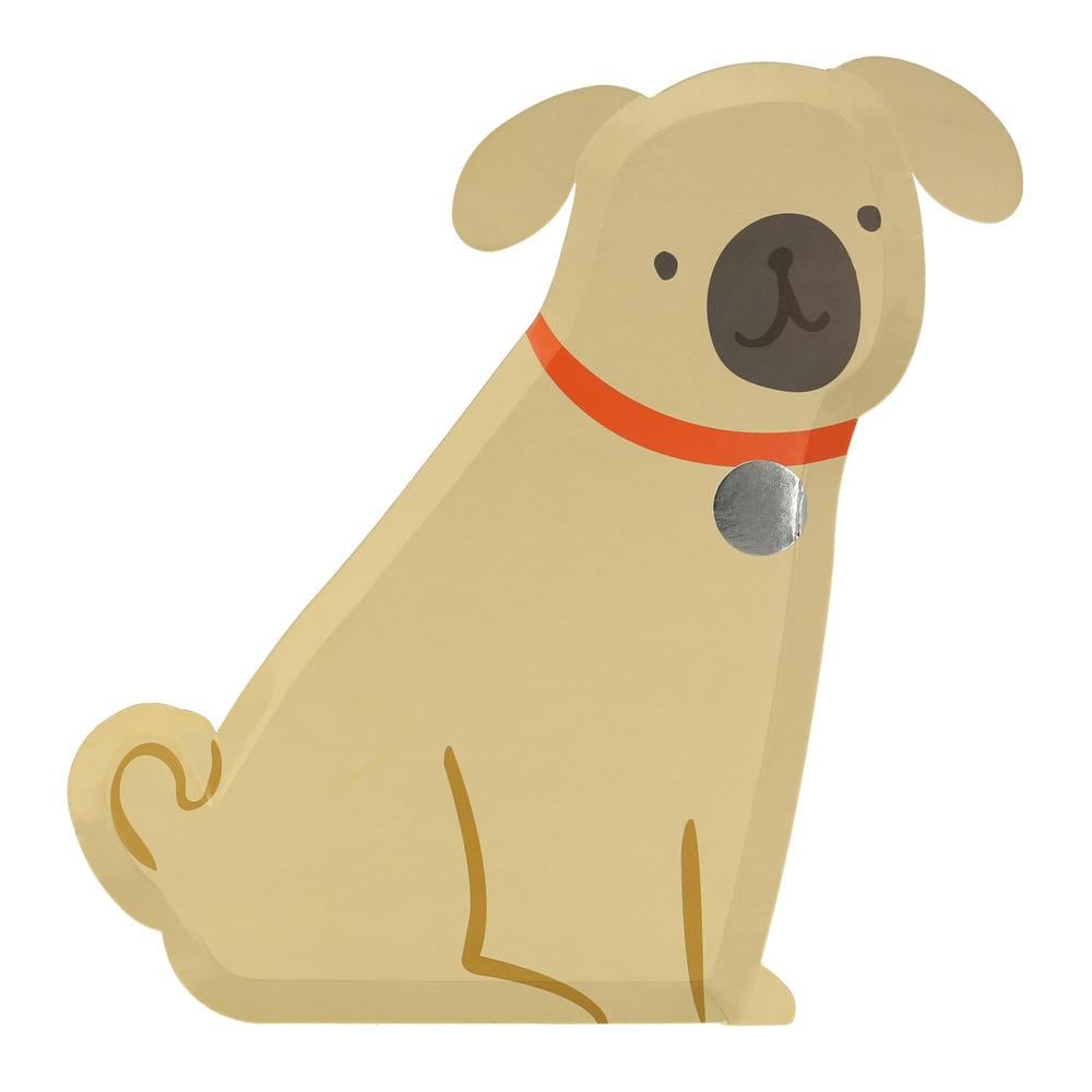 Meri Meri - Pug Plates - Yavru Köpek Tabaklar - 8'li Tabaklar