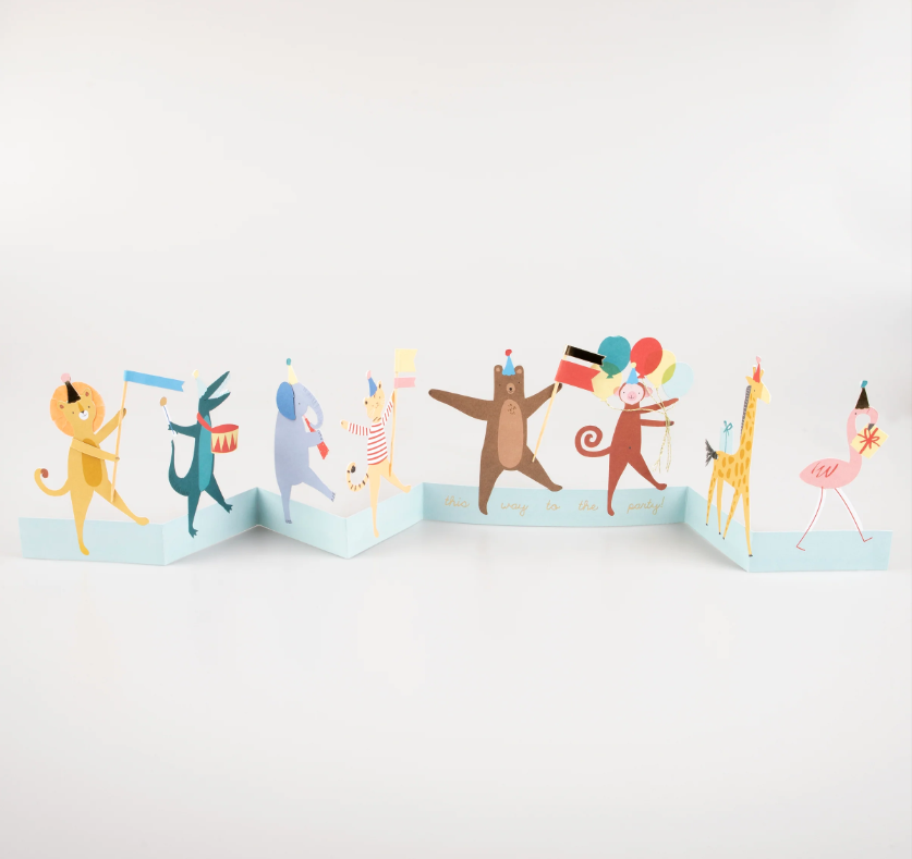 Meri Meri - Animal Parade Concertina Card - Hayvanlar Geçit Töreni Tebrik Kartı Tebrik Kartları