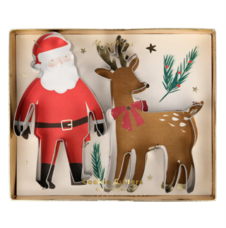 Meri Meri - Santa & Reindeer Festive Cookie Cutter - Noel Baba & Ren Geyikleri Kurabiye Kalıbı Kurabiye Kalıpları