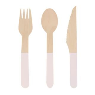 Meri MeriMeri Meri - Ahşap Çatal-Kaşık-Bıçak Set - Pembe - 24 Adet289473