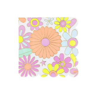 Meri MeriMeri Meri - Flower Power Large Napkins - Flower Power Büyük Peçeteler - L - 16 Adet300858