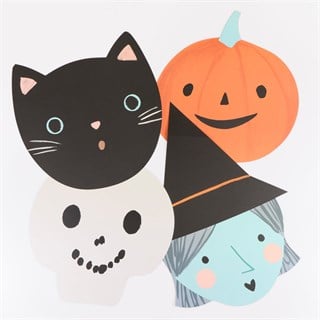 Meri MeriMeri Meri - Halloween - Cadılar Bayramı Kafalar Kağıt Amerikan Servis - 12 Adet304044