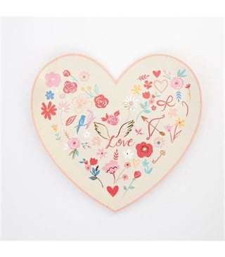 Meri MeriMeri Meri - Valentine's Heart Die Cut Plates - Desenli Kalp Tabak - 8'li218035