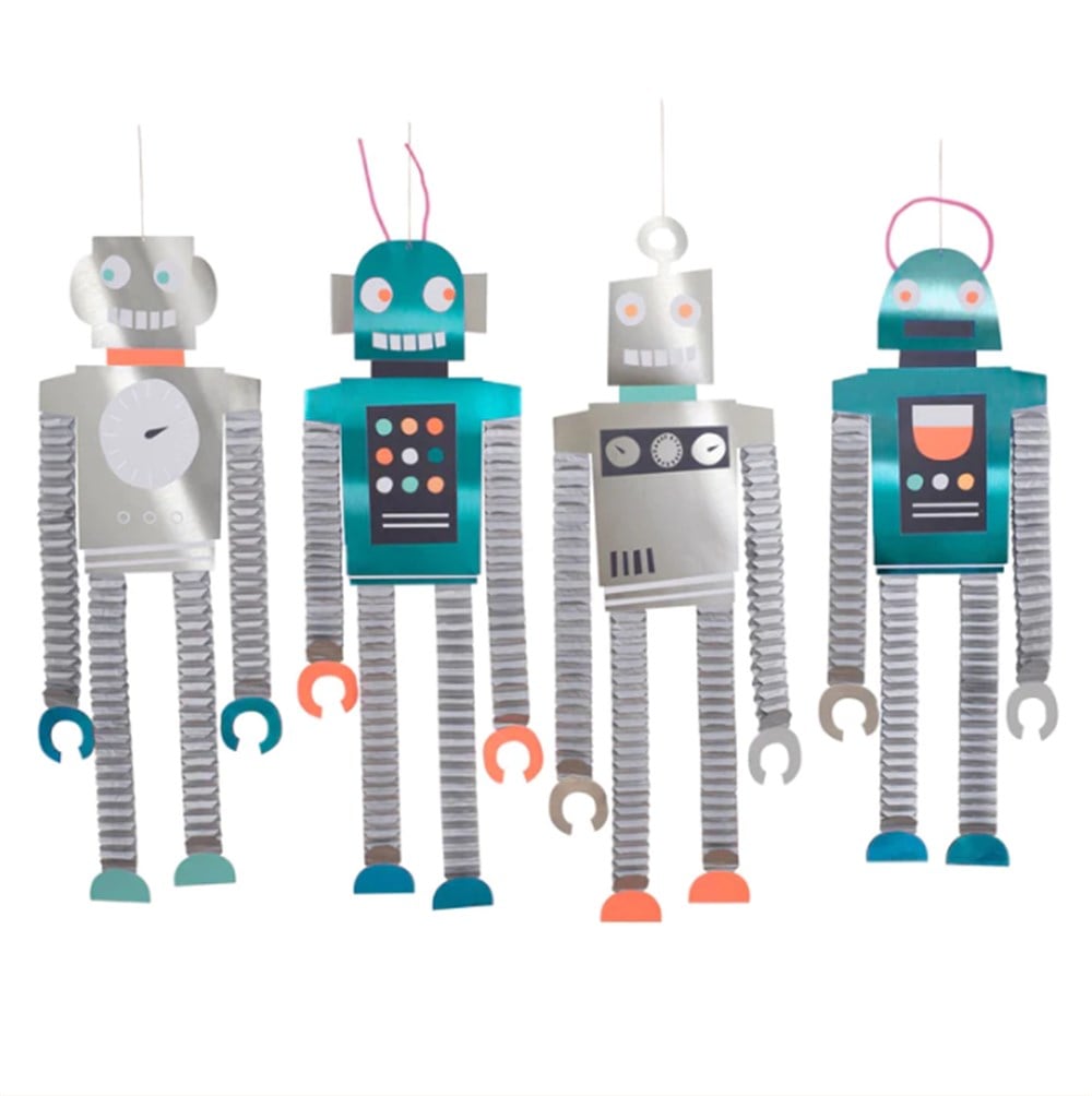 Meri Meri - Honeycomb Robot Decorations - Petek Robot Dekorlar - 4lü Asılan Süsler