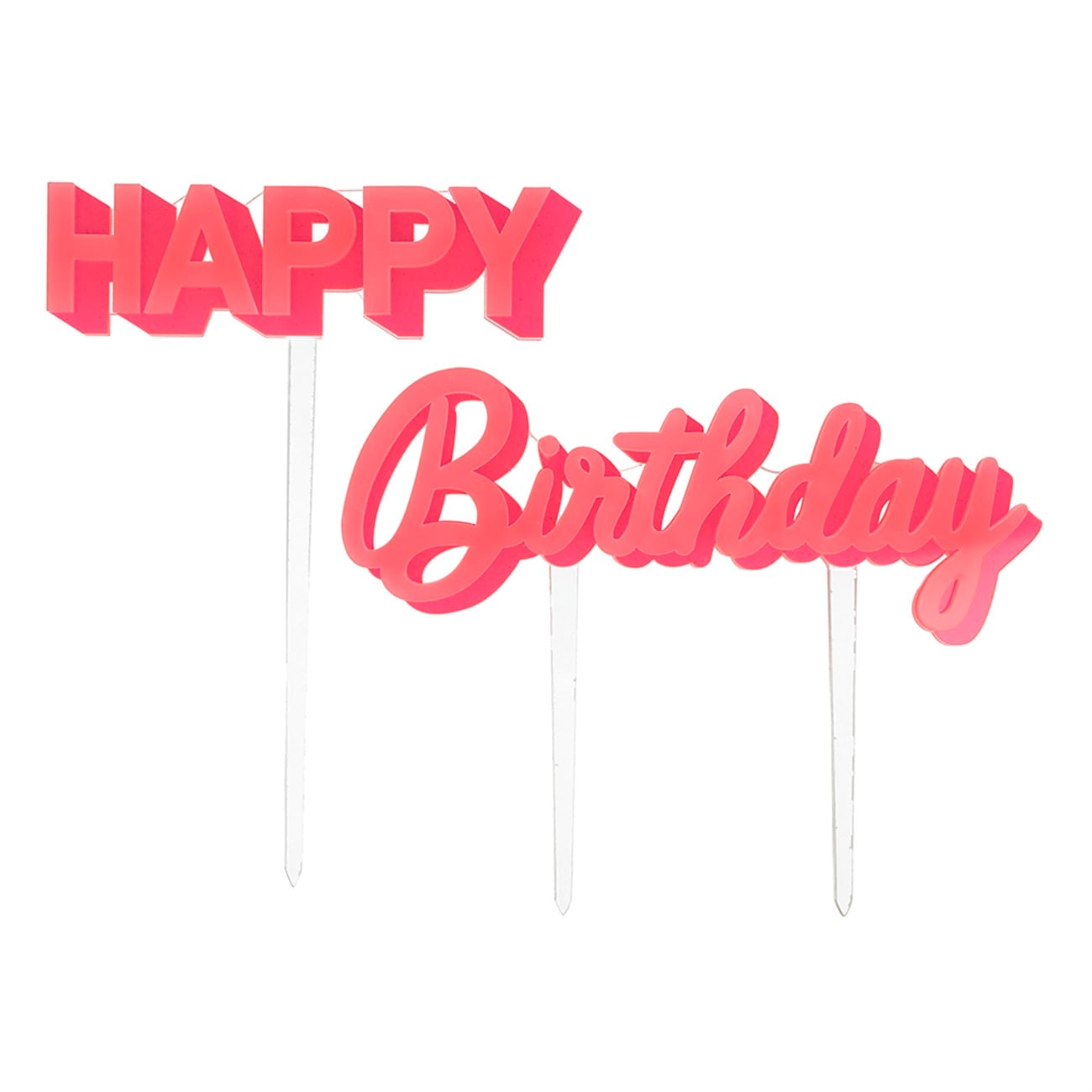 Happy Birthday Pembe Akrilik Pasta Süsü Gizden Gelenler