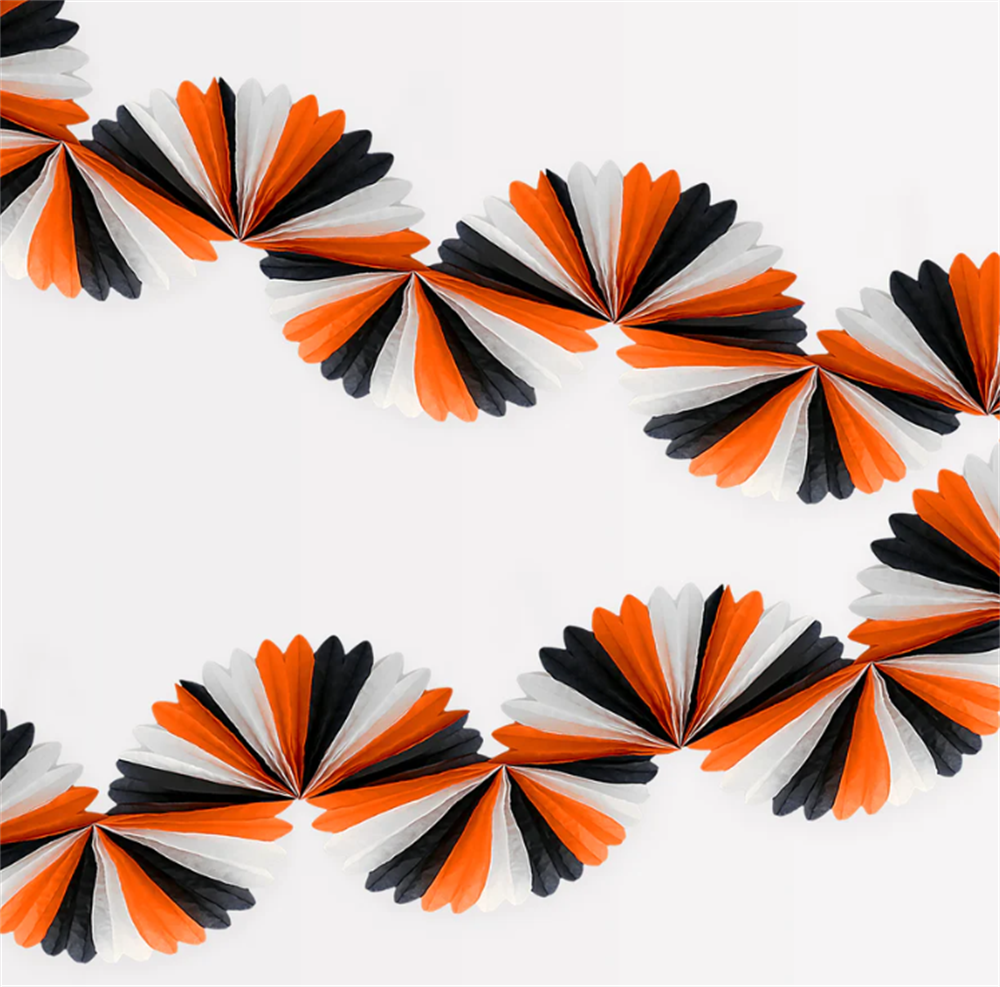 Meri Meri - Black & Orange Stripe Honeycomb Garland - Siyah & Turuncu Petekli Asılan Süs Gizden Gelenler