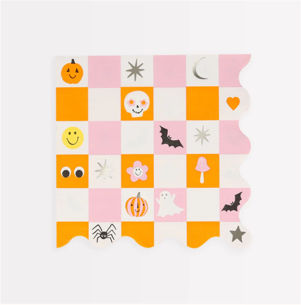 Meri Meri - Groovy Halloween Icon Large Napkins - Cadılar Bayramı Karakterli Peçeteler (L) (16'lı) Gizden Gelenler