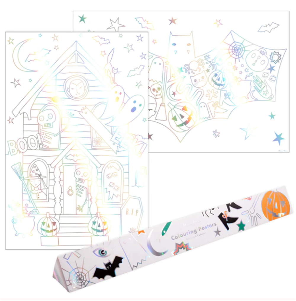 Meri Meri - Halloween Colouring Posters - Cadılar Bayramı Boyama Posterleri (2'li) Gizden Gelenler
